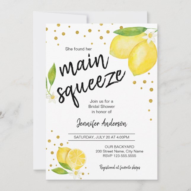 Lemon Citrus Bridal Shower Invitation (Front)