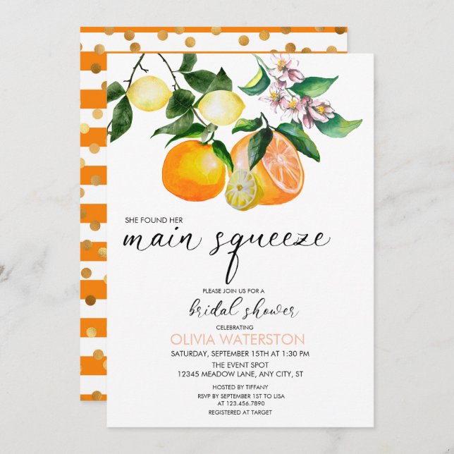 Lemon | Citrus | Bridal Shower Invitations (Front/Back)
