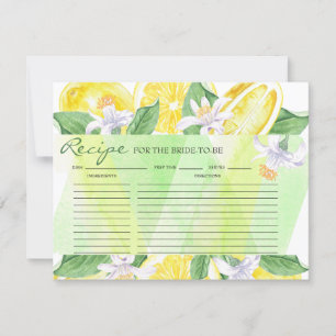 Lemon Citrus Bridal Shower Recipe Card