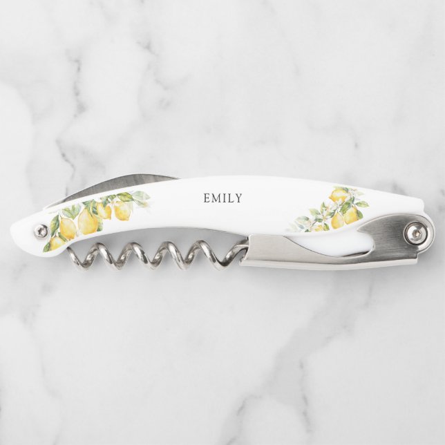Lemon Citrus Bridal Shower Waiter's Corkscrew (Back)