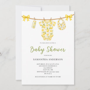 Lemon Citrus Clothesline Baby Shower Invitation