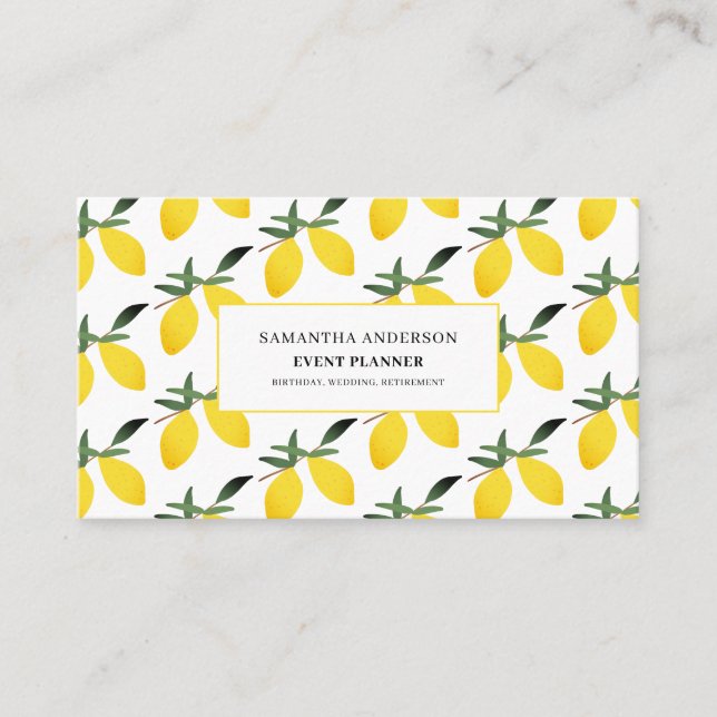 Lemon Citrus Event Planner  Business Card (Front)