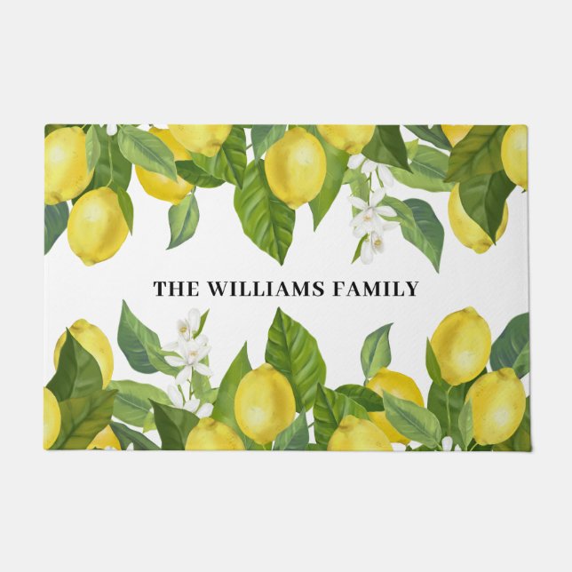 Lemon Citrus Family Name Door Mat (Front)