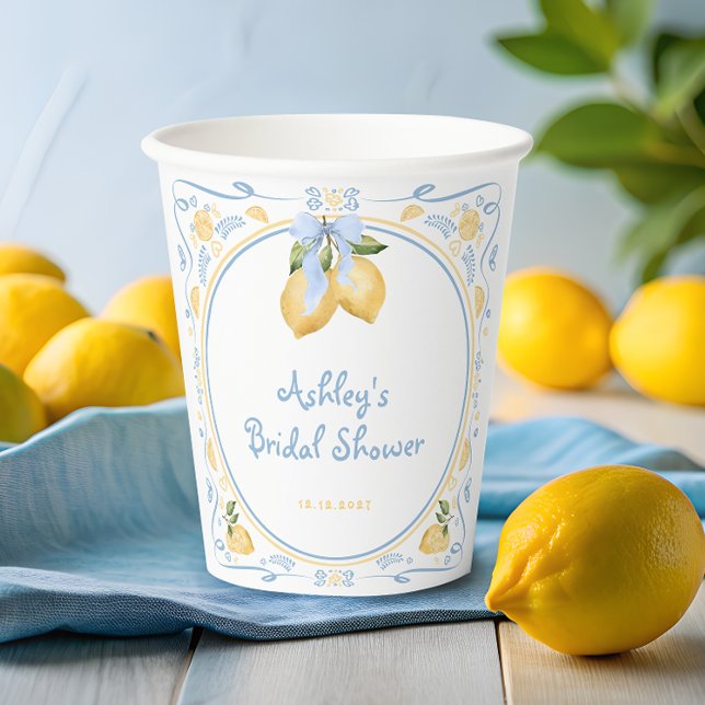 Lemon Citrus Floral Bridal Shower Paper Cups (Creator Uploaded)