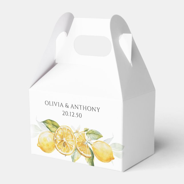 Lemon Citrus Floral Wedding Favour Box (Front Side)