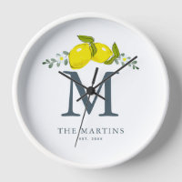 Lemon Citrus Floral White Monogram