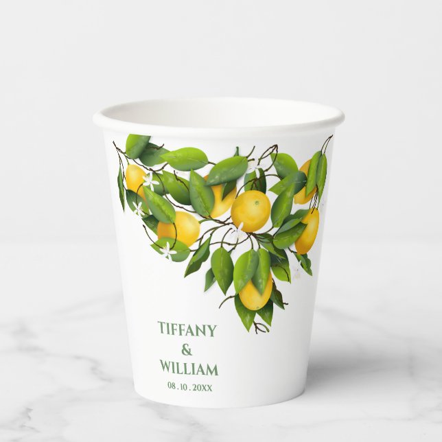 Lemon Citrus Fruit Cocktail Party Paper Cups (Front)