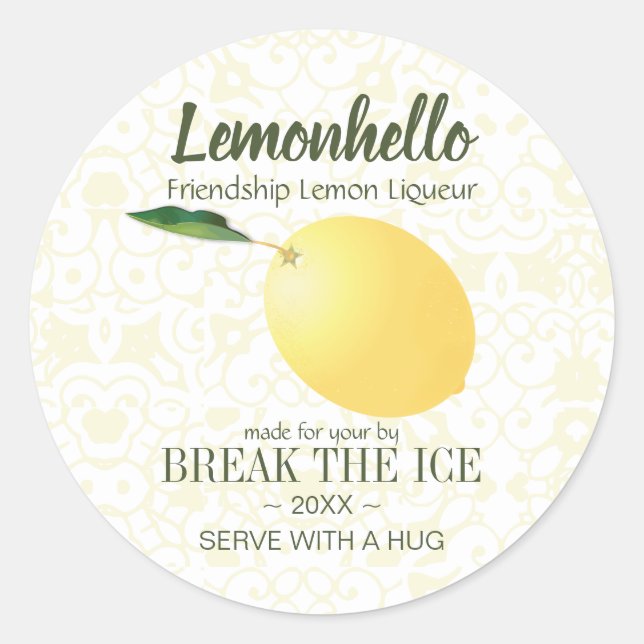 Lemon Citrus Fruit | Friendship Hello Funny Classic Round Sticker (Front)