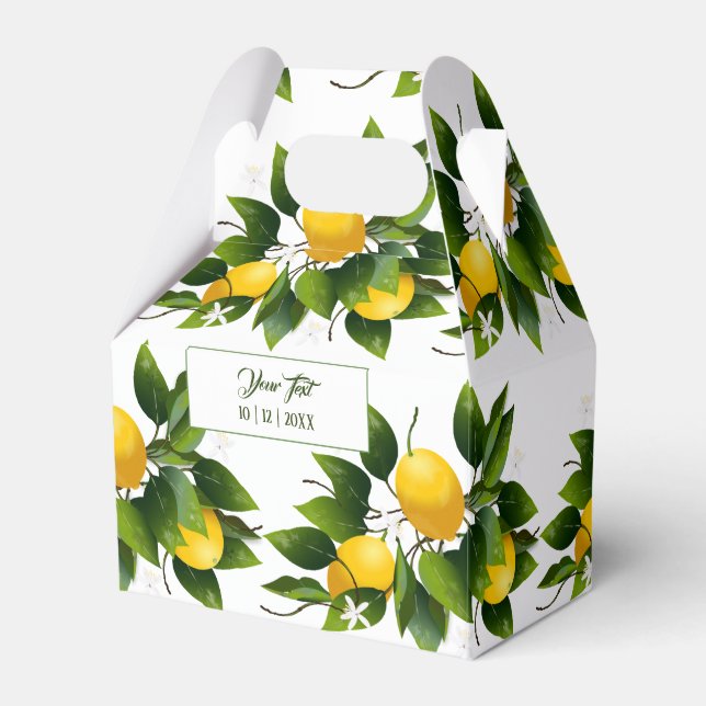 Lemon Citrus Fruit Greenery Favour Box (Front Side)