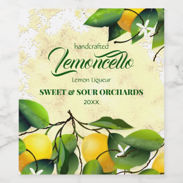 Lemon Citrus Fruit Lemoncello Wine Label (Single Label)