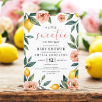 Lemon Citrus Fruit Pink Floral Summer Baby Shower
