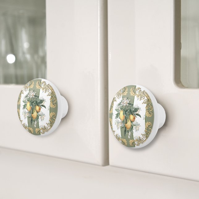 Lemon Citrus | Green & White Striped Elegant Ceramic Knob (Creator Uploaded)