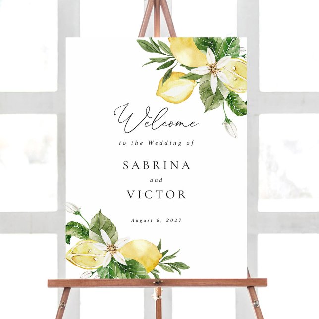 Lemon Citrus Greenery Floral Wedding Welcome Sign (Creator Uploaded)