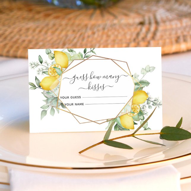 Lemon Citrus Guess How Many Kisses Bridal Game Enclosure Card (Creator Uploaded)