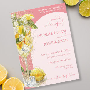 Lemon Citrus Limoncello Summer Destination Wedding Invitation