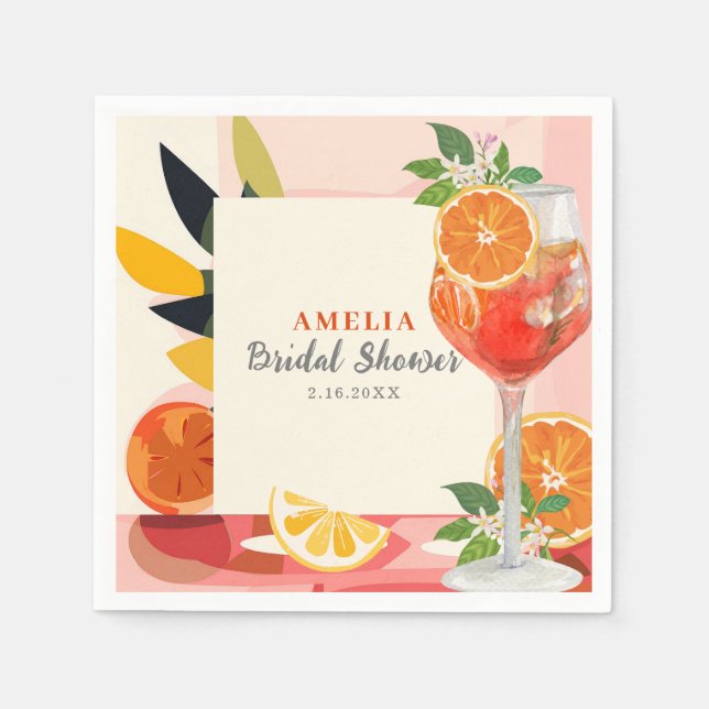 Lemon citrus Love at first spritz Bridal shower  Napkin (Front)