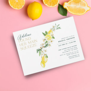 Lemon Citrus Main Squeeze Bridal Shower Invitation