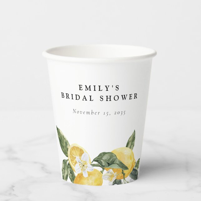 Lemon Citrus Main Squeeze Bridal Shower Paper Cups (Front)