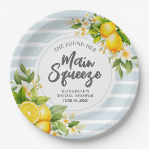 Lemon Citrus Main Squeeze Bridal Shower Paper Plate