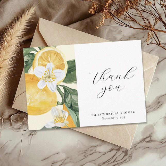 Lemon Citrus Main Squeeze Bridal Shower Thank You Card (Creator Uploaded)