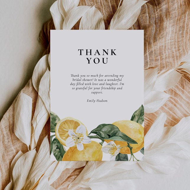 Lemon Citrus Main Squeeze Bridal Shower Thank You Card (Creator Uploaded)