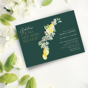 Lemon Citrus Main Squeeze Green Bridal Shower Invitation