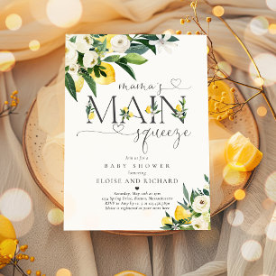 Lemon Citrus Mama's Main Squeeze Baby Shower Invitation