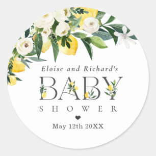 Lemon Citrus Mediterranean Baby Shower Favor Classic Round Sticker