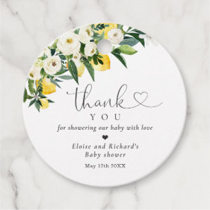 Lemon Citrus Mediterranean Baby Shower Favour Tags
