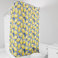 Lemon Citrus Mediterranean Blue White Tile