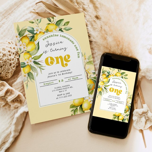 Lemon citrus Mediterranian 1st birthday Invitation (Creator Uploaded)