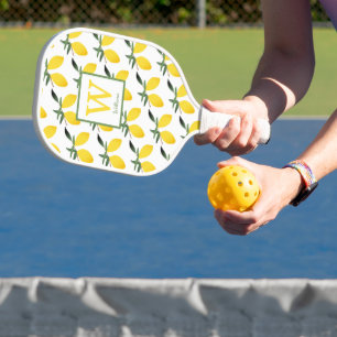 Lemon Citrus Monogram Name  Pickleball Paddle