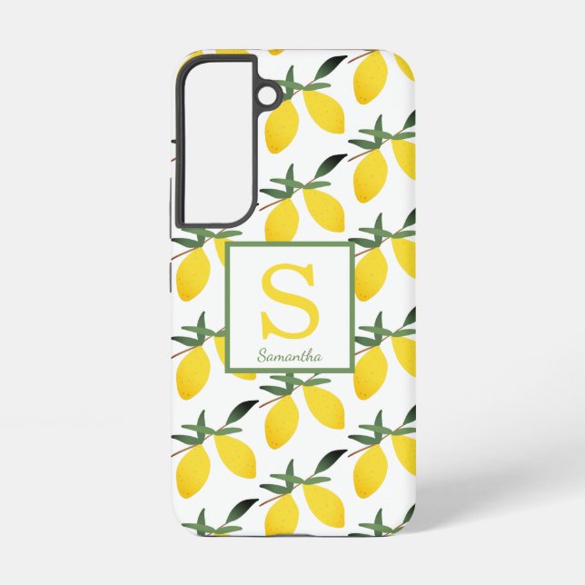 Lemon Citrus Monogram Name Samsung Galaxy S22 Case (Back)