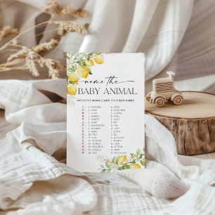 Lemon Citrus Name the Baby Animal Baby Shower Game