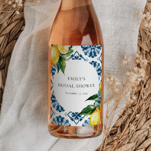 Lemon Citrus Positano Italian Bridal Shower Wine Label