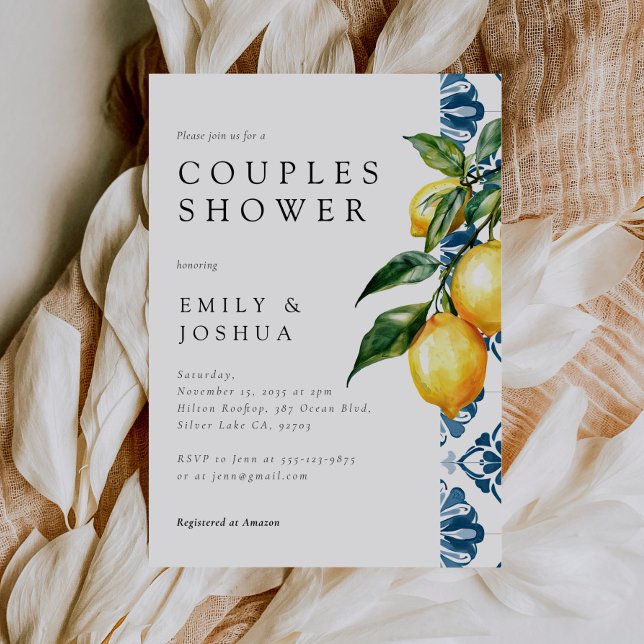 Lemon Citrus Positano Italian Couples Shower Invitation (Creator Uploaded)