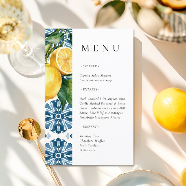 Lemon Citrus Positano Italian Wedding Menu (Creator Uploaded)