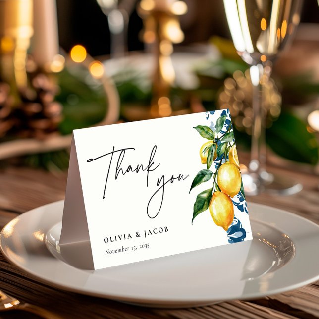 Lemon Citrus Positano Italian Wedding Thank You Card (Creator Uploaded)