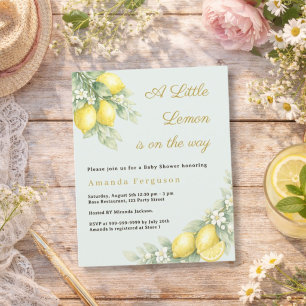 Lemon citrus sage green Baby Shower invitation