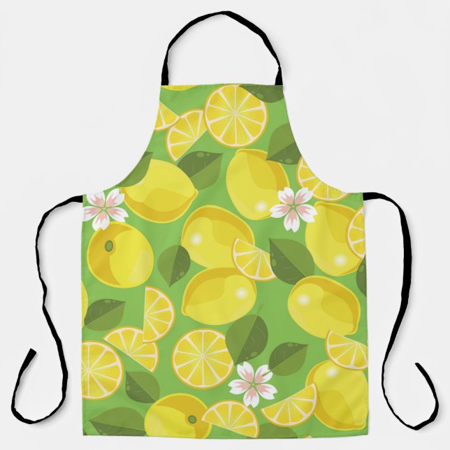 Lemon citrus seamless pattern background apron (Front)