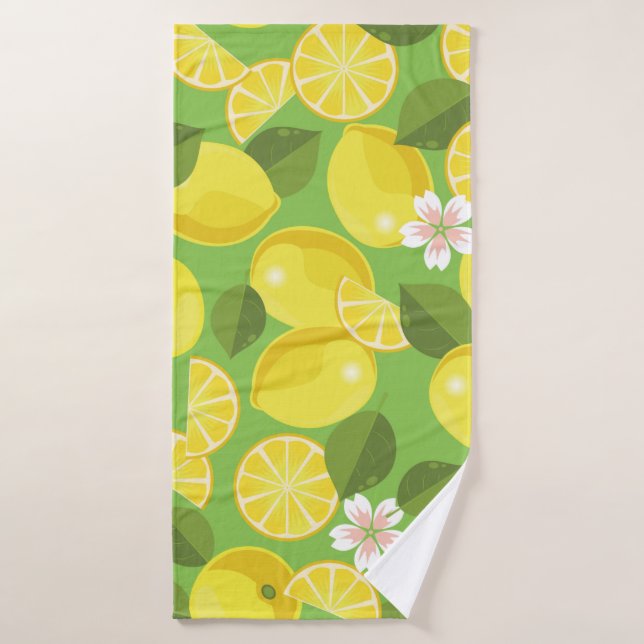 Lemon citrus seamless pattern background bath towel (Bath Towel)