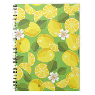 Lemon citrus seamless pattern background notebook