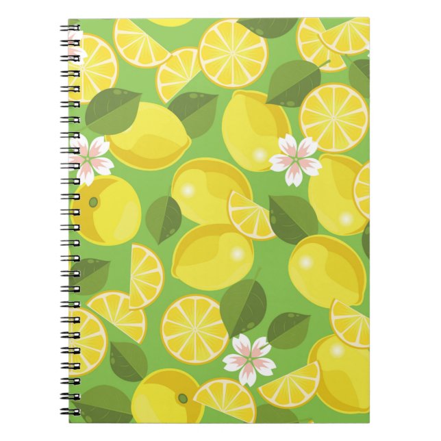 Lemon citrus seamless pattern background notebook (Front)