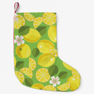 Lemon citrus seamless pattern background small christmas stocking