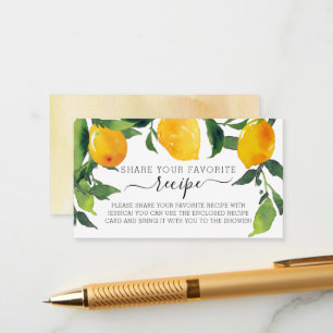 Lemon Citrus Share a Recipe Bridal Shower Enclosure Card