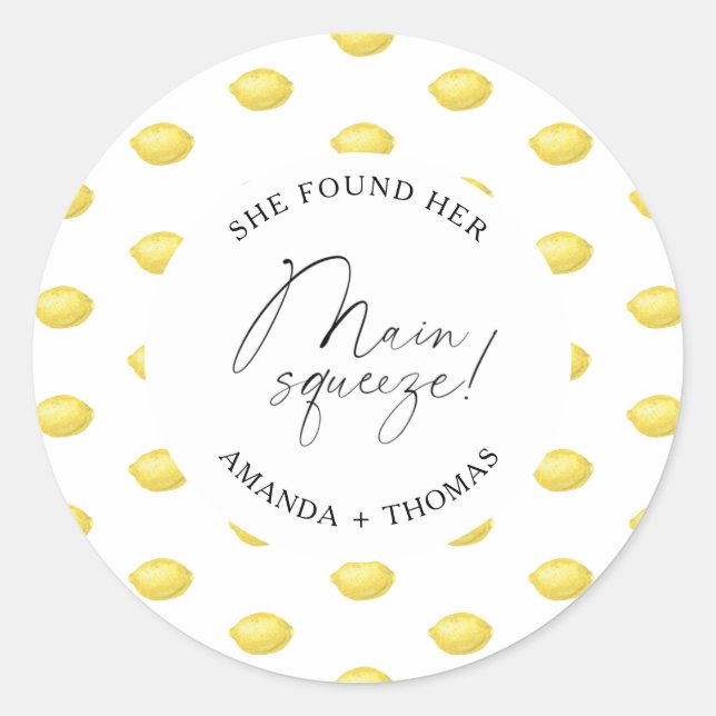 Lemon Citrus - She found her main squeeze Classic Round Sticker (Front)