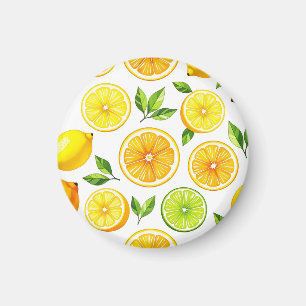 Lemon Citrus Slice Pattern Magnet