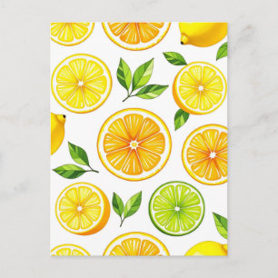 Lemon Citrus Slice Pattern Postcard