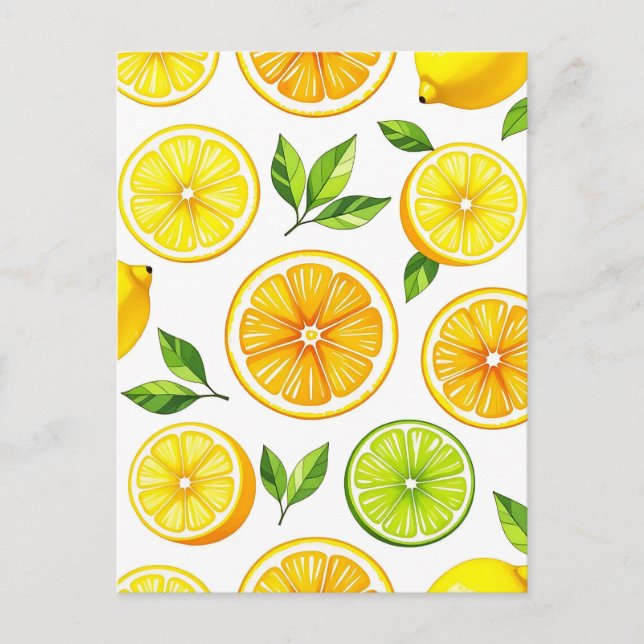 Lemon Citrus Slice Pattern Postcard (Front)