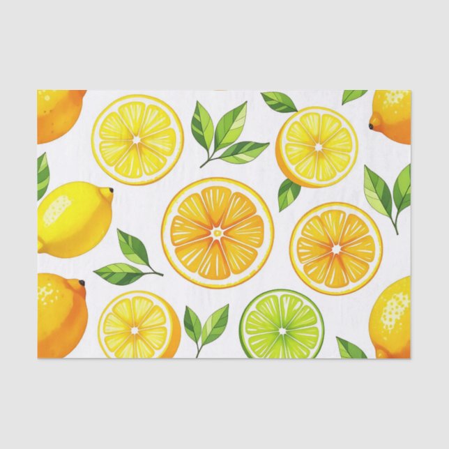 Lemon Citrus Slice Pattern Tissue Paper (Front)